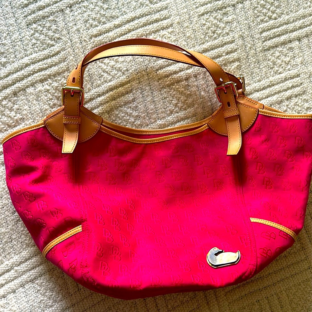 Vintage Dooney And Bourke Pink Monogram Venus Nina Shoulder Bag